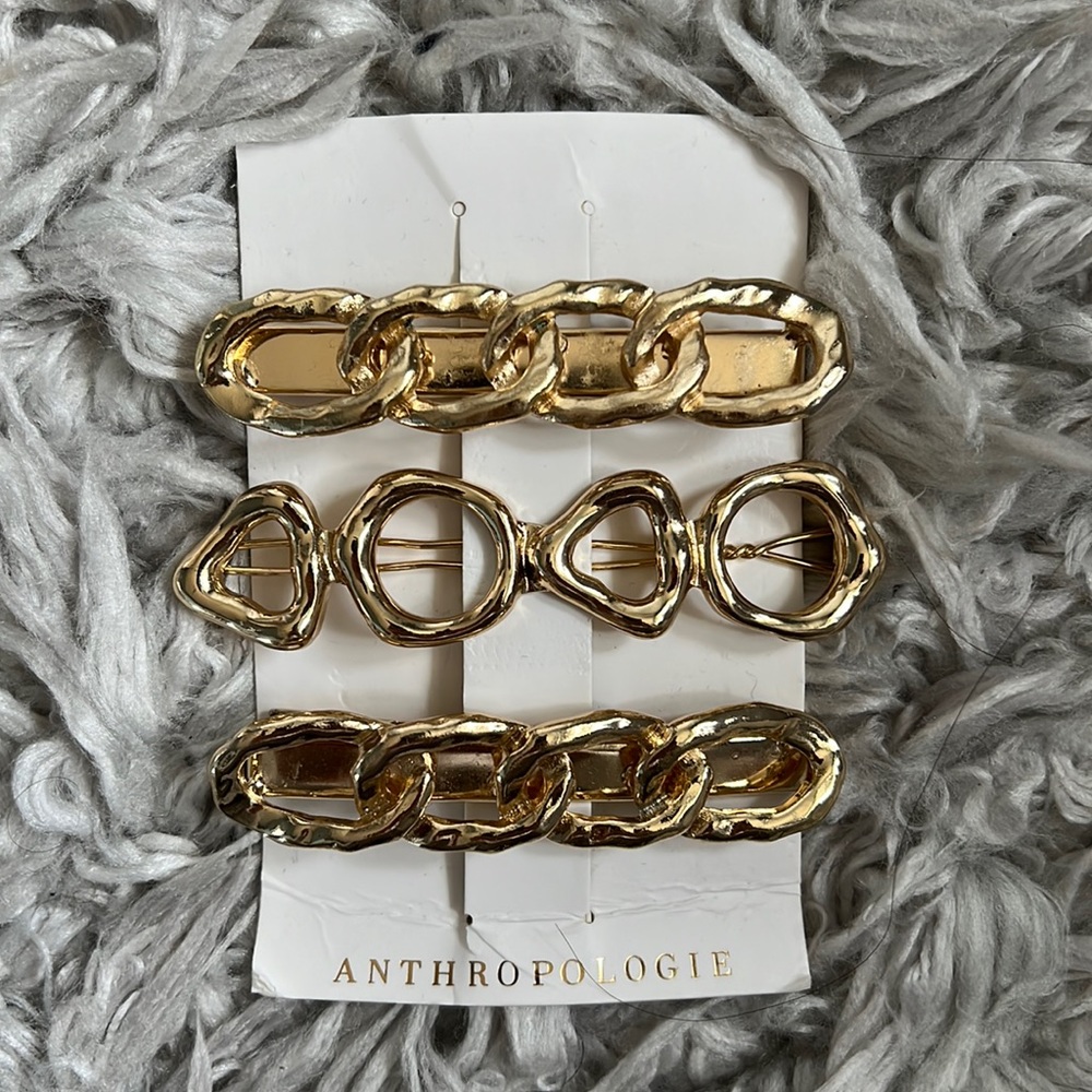 Anthropologie gold hair clips